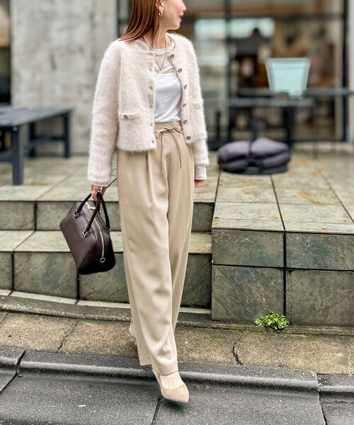 「NOLLEY'S Sophi」 イージーパンツ 34 ベージュ レディース_画像4