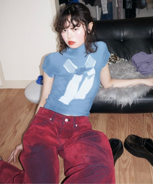 「musubore」 デニムパンツ 0 カーキ レディース_画像4