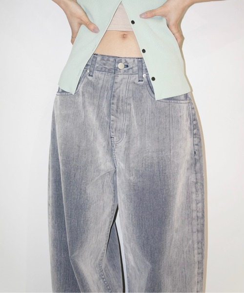 「musubore」 デニムパンツ 0 カーキ レディース_画像9