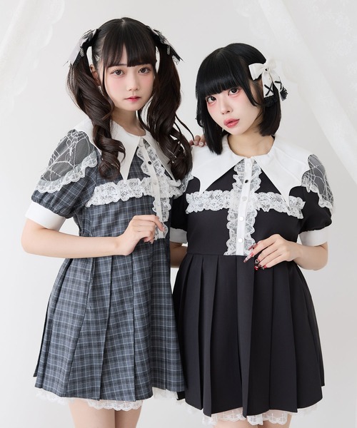 「DearMyLove」 半袖ワンピース MEDIUM ボルドー レディース_画像7