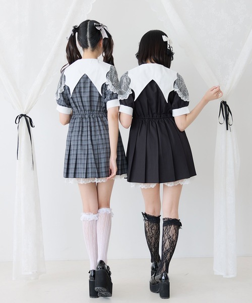 「DearMyLove」 半袖ワンピース MEDIUM ボルドー レディース_画像8