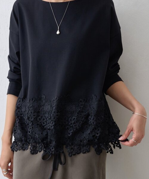 新品タグ付き　BEARDSLEY ビアズリー　完売品　裾レース　F ブラック BEARDSLEY（ビアズリー） tシャツ 「完売カラー追加検討中」裾レース