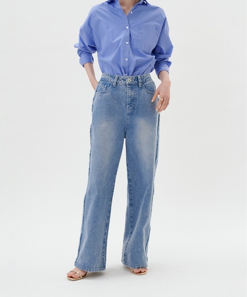 「LARUTA」 デニムパンツ MEDIUM ブラック レディース_画像7