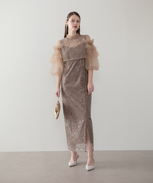 Leja（レジャ） ドレス 「LEJA」フリルチュールスパンコールフローラル