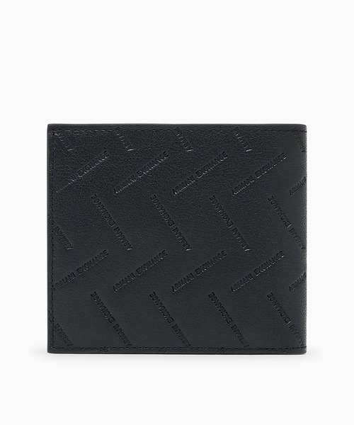 財布 「A|X アルマーニ エクスチェンジ」デボスロゴ 二つ折り財布（コインケース付き） メンズの画像