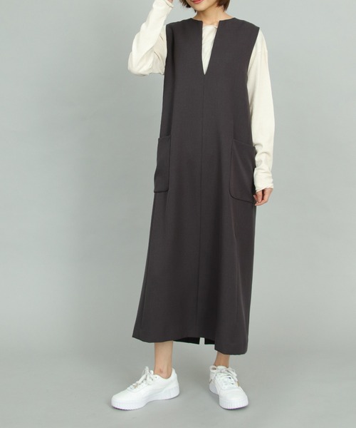 「TITE IN THE STORE」 ノースリーブワンピース 38 グレー レディース_画像5