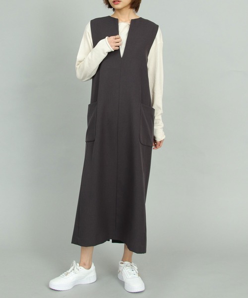「TITE IN THE STORE」 ノースリーブワンピース 38 グレー レディース_画像6