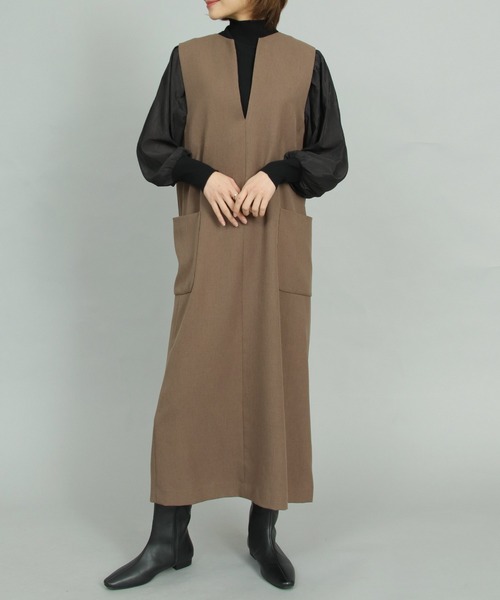 「TITE IN THE STORE」 ノースリーブワンピース 38 グレー レディース_画像7