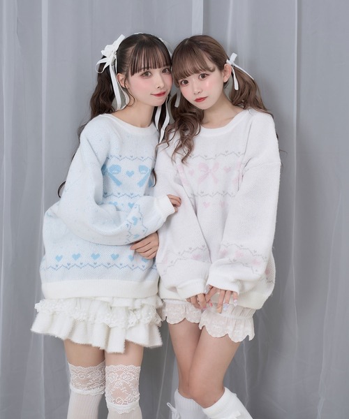 「Honey Cinnamon」 長袖ニット FREE サックスブルー レディース_画像5