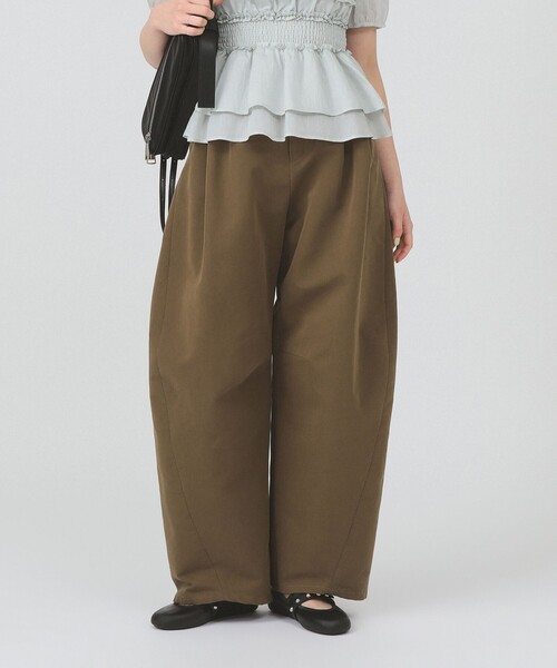 レディース 2タック カーブ バレル チノパンツ Ray BEAMS（レイ ビームス） ワイドパンツ チノパン 2タック カーブ