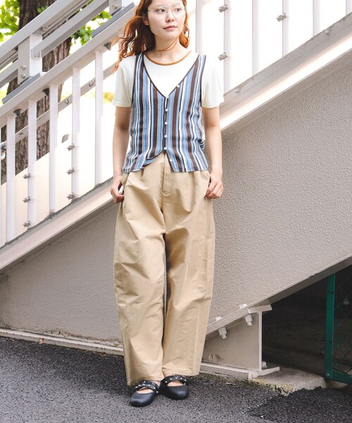 Ray BEAMS（レイ ビームス） ワイドパンツ チノパン 2タック カーブ
