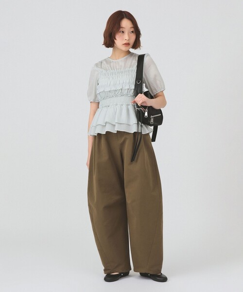 レディース 2タック カーブ バレル チノパンツ Ray BEAMS（レイ ビームス） ワイドパンツ チノパン 2タック カーブ