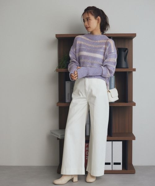 「mysty woman」 長袖ニット FREE ライトベージュ レディース_画像2