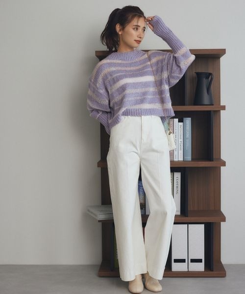 「mysty woman」 長袖ニット FREE ライトベージュ レディース_画像5