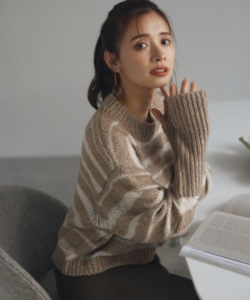 「mysty woman」 長袖ニット FREE ライトベージュ レディース_画像6