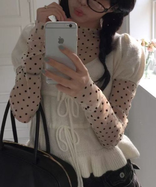 Achic（アシック） tシャツ 2点set ドット柄ハイネックトップス