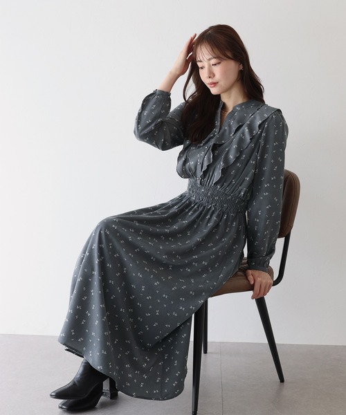「BLUEEAST」 長袖ワンピース MEDIUM グレー レディース_画像7