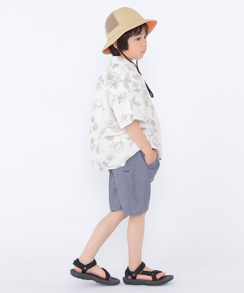 ブラウス シャツ SHIPS KIDS:100〜130cm /エンブロイダリー オープンカラー シャツ キッズ 子供服 男の子の画像