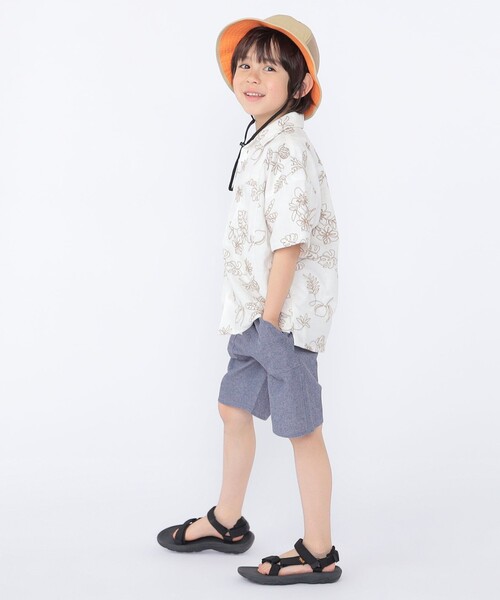 ブラウス シャツ SHIPS KIDS:100〜130cm /エンブロイダリー オープンカラー シャツ キッズ 子供服 男の子の画像