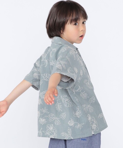 ブラウス シャツ SHIPS KIDS:100〜130cm /エンブロイダリー オープンカラー シャツ キッズ 子供服 男の子の画像