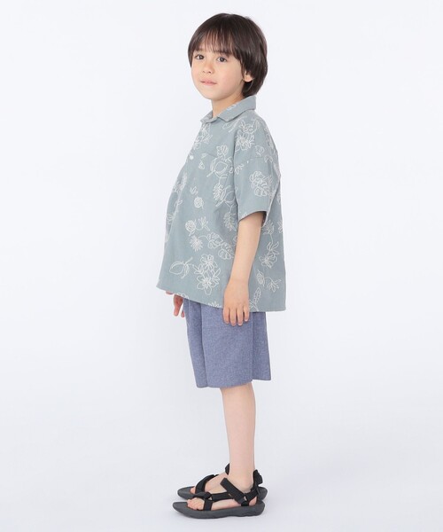 ブラウス シャツ SHIPS KIDS:100〜130cm /エンブロイダリー オープンカラー シャツ キッズ 子供服 男の子の画像
