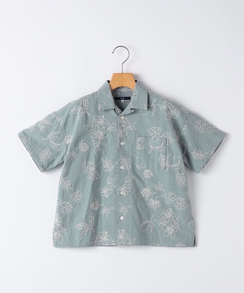 ブラウス シャツ SHIPS KIDS:100〜130cm /エンブロイダリー オープンカラー シャツ キッズ 子供服 男の子の画像