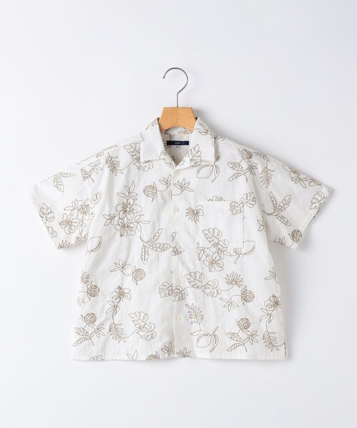 ブラウス シャツ SHIPS KIDS:100〜130cm /エンブロイダリー オープンカラー シャツ キッズ 子供服 男の子の画像