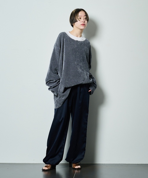 「CITYSHOP」 イージーパンツ 38 ネイビー レディース_画像9