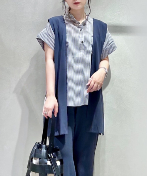 「abahouse mavie」 半袖ブラウス フリー ダークネイビー レディース_画像9