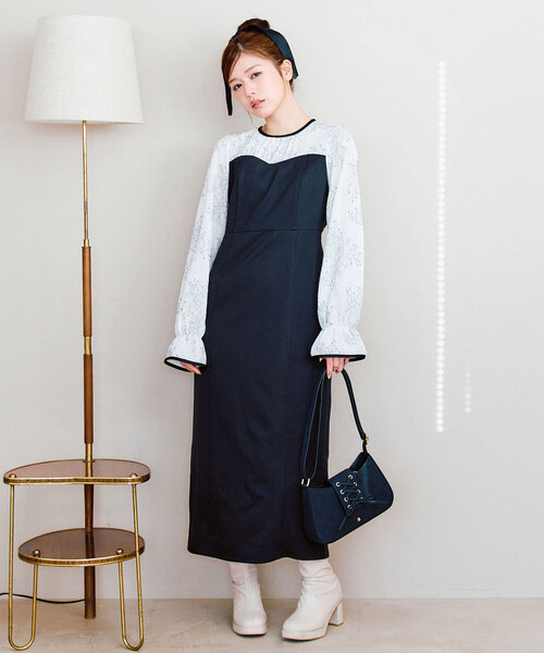 「OLIVE des OLIVE」 長袖ワンピース FREE ブラウン レディース_画像2