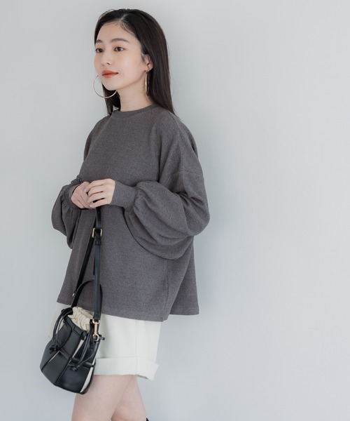 tシャツ ＼新色追加／エンボス加工バルーン袖トップス レディース | coca | 12