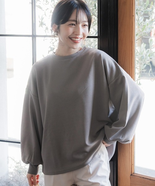tシャツ ＼新色追加／エンボス加工バルーン袖トップス レディース | coca | 20