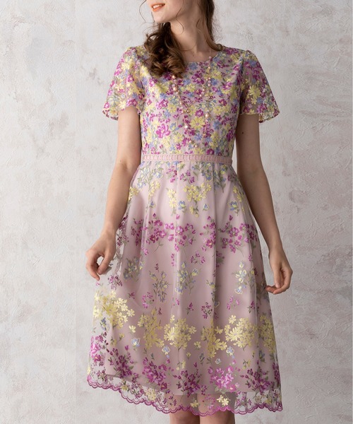 累計販売2万枚突破 ドレス チュール刺繍フィット フレアワンピース 超人気の Dynastymuktbharat Com