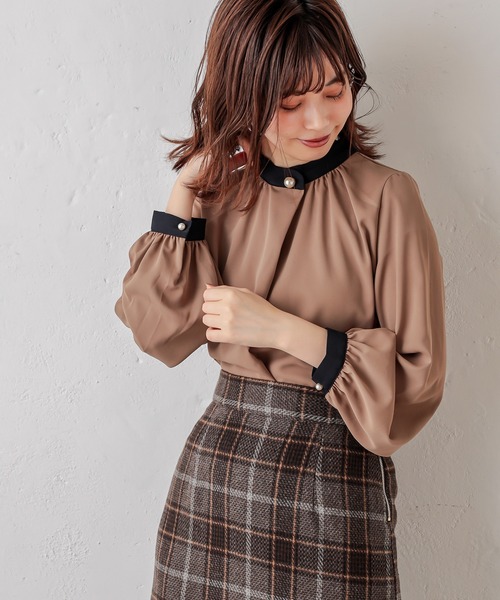 シャツ ブラウス Web限定カラー有り プチプラパールポイントバイカラーブラウス Zozotown Paypayモール店 通販 Paypayモール