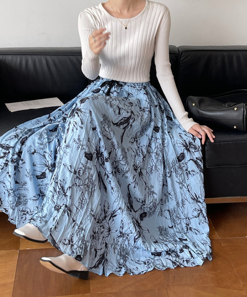 emi+ スカート 花柄フレアロングスカート レディース : ZOZOTOWN Yahoo 