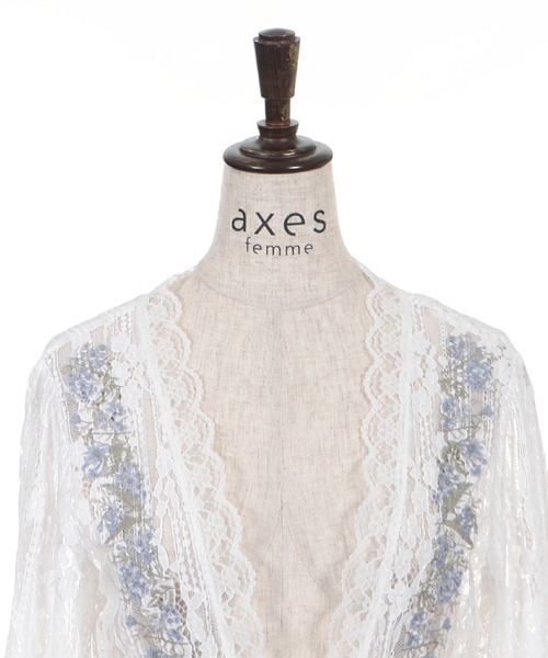 新品 axes femme カーデ カーディガン レース パール リボン 花 黒 axes femme カーディガン フラワー刺繍レースカーデ : ZOZOTOWN