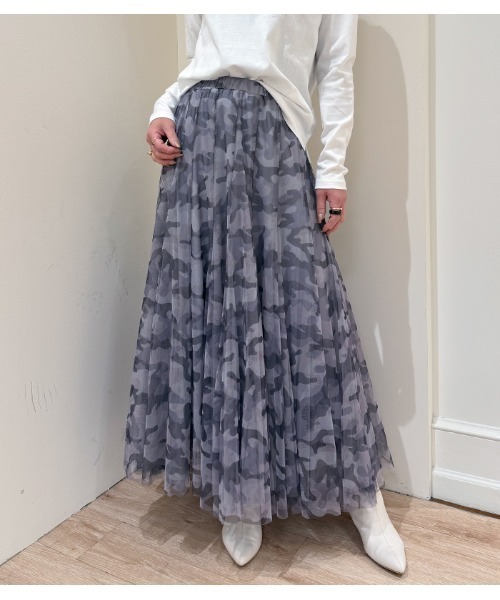 新品タグ付き　TRANOI/トラノイ　迷彩チュールロングスカート 楽天市場】【TRANOI/トラノイ】迷彩柄チュールスカート 182R516