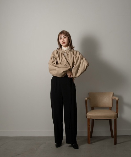 Amiur（エミレ） シャツ ブラウス leather volume blouse レディース