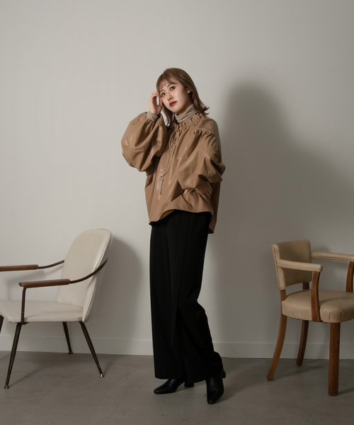 emau アトリエエマウ　長袖　シャツ　ブラウス　日本製　オーバーサイズ. Amiur（エミレ） ブラウス シャツ leather volume blouse レディース