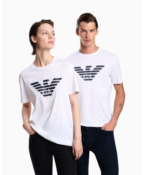 【国内即発】EMPORIO ARMANI ピマジャージー ロゴTシャツ エンポリオ アルマーニ】Tシャツ ピマジャージー製 ロゴ（T