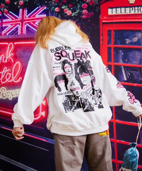 パーカー M1983 PINK MOTEL バブルコラージュプリントパーカー レディース RNA パーカー M1983 PINK MOTEL バブルコラージュプリント