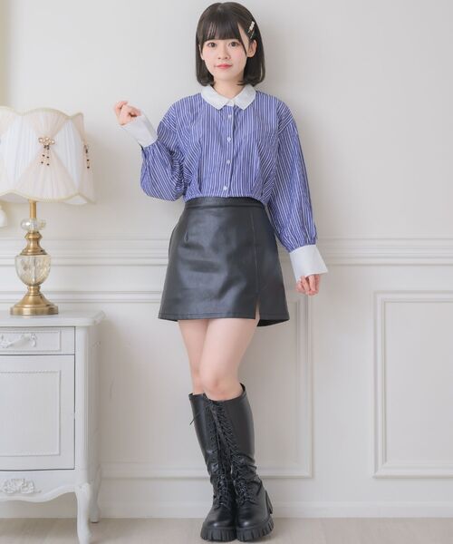 Emsexcite（エムズエキサイト） スカート ポケット刺繍FレザーミニSK