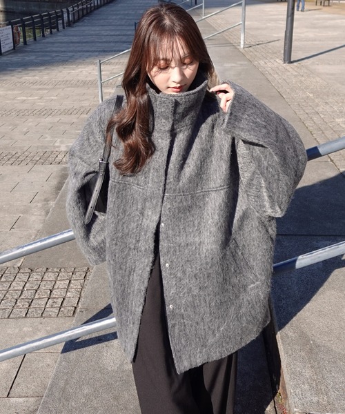 Reurie'（レウリィ） コート アウター シャギースタンドカラーコート