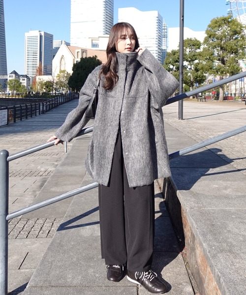 Reurie'（レウリィ） コート アウター シャギースタンドカラーコート