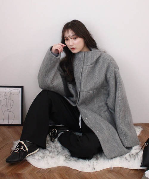 Reurie'（レウリィ） コート アウター シャギースタンドカラーコート