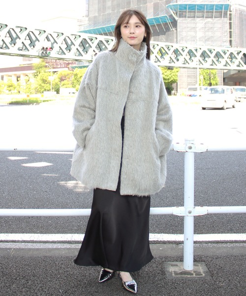 Reurie'（レウリィ） コート アウター シャギースタンドカラーコート