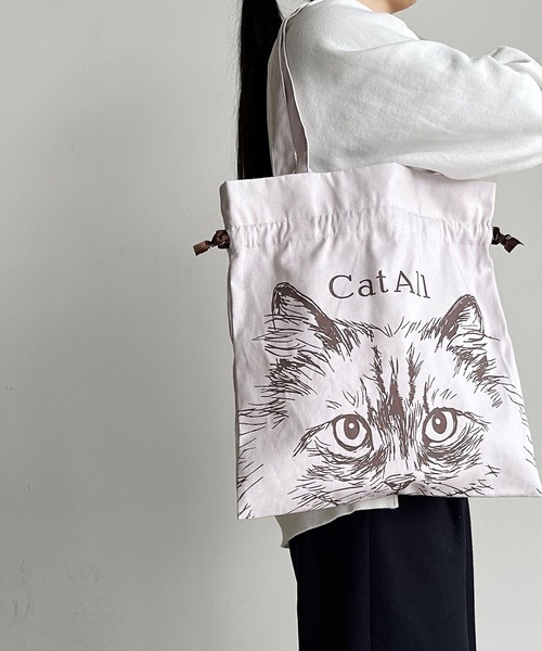 nicott（ニコット） トートバッグ NC:カワムラオリエ CAT ALL ネコ巾着