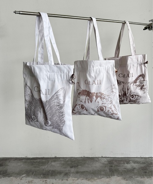 nicott（ニコット） トートバッグ NC:カワムラオリエ CAT ALL ネコ巾着