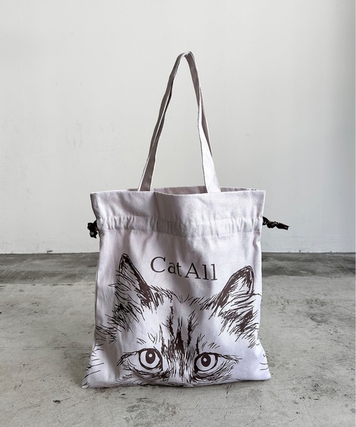 nicott（ニコット） トートバッグ NC:カワムラオリエ CAT ALL ネコ巾着