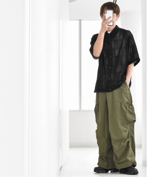 XLサイズ！ENGINEEREDGARMENTS リップストップカーゴパンツ GRANCY】ZipDesign CargoPants / ジップデザイン カーゴパンツ